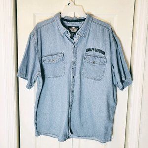 Harley-Davidson Denim Button Down Shirt Sz XXL EUC